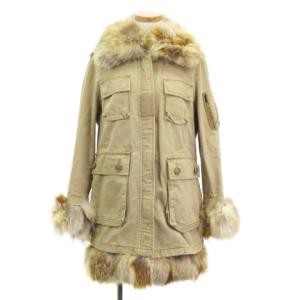 ミリタリー コート 中綿ライナー 付き リアルファー ベージュ 38