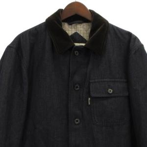 Aquascutum 良品 デニム ジャケット カバーオール 裏チェック 襟コーデュロイ インディゴブルー S アウター IBO17