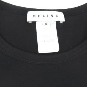 CELINE 七分袖ロゴTシャツ ストレッチ S ブラック