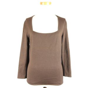  長袖 スクエアネックニットカットソー ブラウン