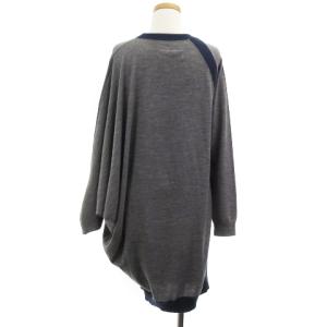 MM6 Maison Margiela ニットワンピース 長袖 ひざ丈 アシンメトリー ウール S グレー