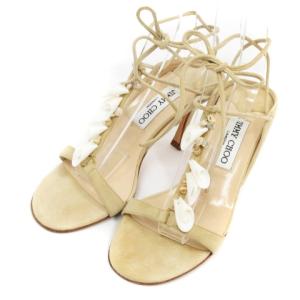JIMMY CHOO サンダル ヒール シェル 装飾 レザー ストラップ イタリア製 ベージュ 35
