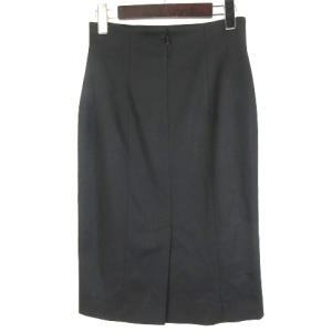 YVES SAINT LAURENT スカート ひざ丈 ストレート ストレッチ ウール ブラック
