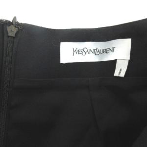 YVES SAINT LAURENT スカート ひざ丈 ストレート ストレッチ ウール ブラック