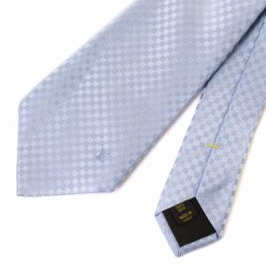 LOUIS VUITTON ネクタイ レギュラー ダミエ シルク 水色