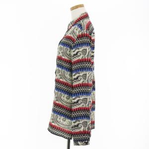 ETRO カジュアル シャツ ブラウス 長袖 シフォン 総柄 ペイズリー柄 シルク 100％ イタリア製 ホワイト レッド 42 トップス