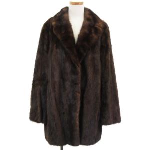 SAGA MINK 良品 銀サガ ファー コート 毛皮 ミドル丈 ミンク ブラウン