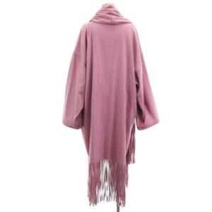 Salvatore Ferragamo ショールカラーコート フリンジ カシミヤ ピンク