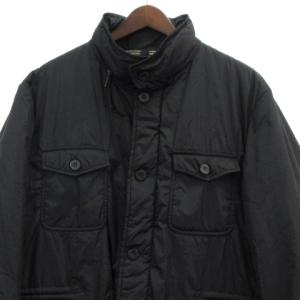 HUNTING WORLD イタリア製 中綿ジャケット フード付き 裏地チェック 54 ブラック ECR13