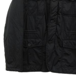 HUNTING WORLD イタリア製 中綿ジャケット フード付き 裏地チェック 54 ブラック ECR13