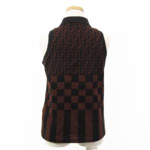 FENDI ポロシャツ ズッカ柄 ノースリーブ ペカン柄 コットン イタリア製 40 ブラウン