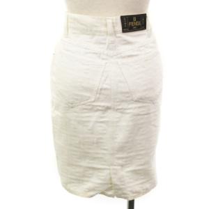 FENDI ズッカ柄 タイト スカート ミニ コットン イタリア製 40 ホワイト