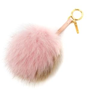 フォックス ファー チャーム キーホルダー イタリア製 7AR259 00G31 ピンク ブラウン