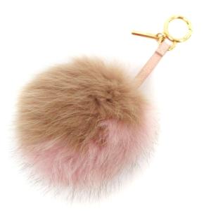 FENDI フォックス ファー チャーム キーホルダー イタリア製 7AR259 00G31 ピンク ブラウン