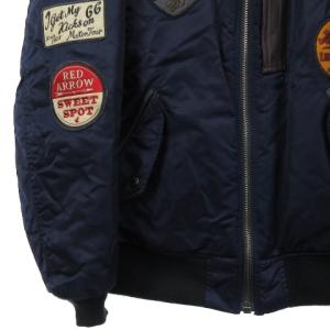 AVIREX WAPPEN MODIFIED ミリタリー レザー ジャケット MA-1 6122043 ネイビー