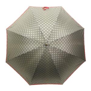 CELINE 良品 雨傘 マカダム柄 手開き式 8本骨 ムーンバット グレー レッド