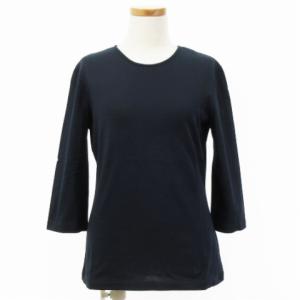ゴルチエ期 カットソー 七分袖 クルーネック ロゴ刺繍 ネイビー