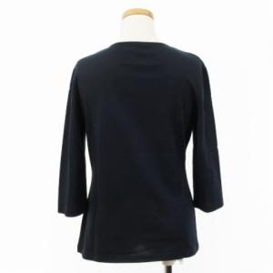 HERMES ゴルチエ期 カットソー 七分袖 クルーネック ロゴ刺繍 ネイビー