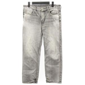 825107 THE HIS ボーイズクロップ デニム ジーンズ USED加工 26 グレー