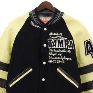 PHERROW'S Ninemiles TAMPA スタジャン ブルゾン 袖レザー 切替 ネイビー イエロー アウター