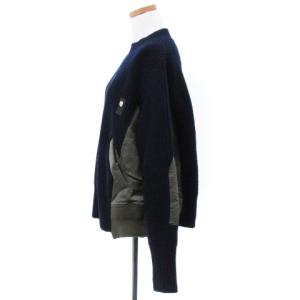 sacai 20AW Nylon Twill x Knit Pullover ニット 切替  ネイビー