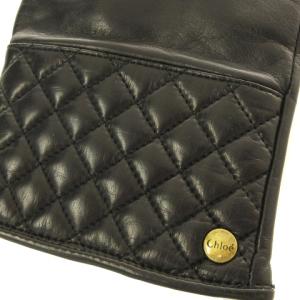 Chloe キルティング レザー グローブ 手袋 ブラック AA