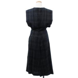 JIL SANDER ワンピース  ノースリーブ アシンメトリー チェック 34 ネイビー 
