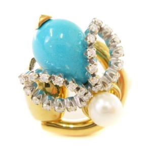 GUCCI ホースビット 指輪 ターコイズ ダイヤモンド 26P パール K18YG ゴールド