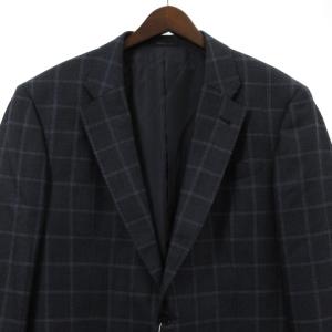 ARMANI COLLEZIONI ウールチェックテーラードジャケット 44 ネイビー 