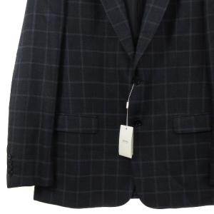 ARMANI COLLEZIONI ウールチェックテーラードジャケット 44 ネイビー 