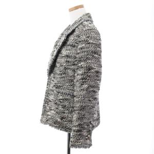 CHANEL 04A ツイード テーラードジャケット フランス製 ブラック ホワイト グレー 42 国内正規