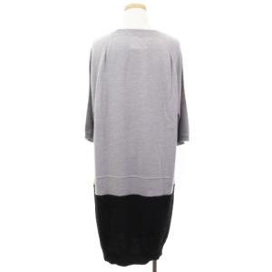 MM6 Maison Margiela ニット ワンピース ひざ丈 七分袖 ドッキング プルオーバー ウール グレー ブラック