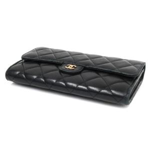 CHANEL 20年製 マトラッセ ココマーク 29番台 長財布 ラムスキン ブラック