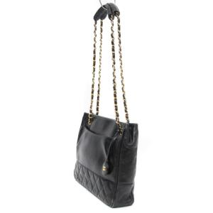 CHANEL ヴィンテージ 80'S マトラッセ 0番台 ショルダーバッグ ダブルチェーン ラムスキン ブラック