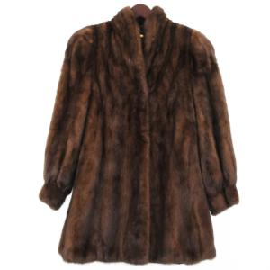 金サガ KASUGA FUR ミンクコート ミドル丈 茶