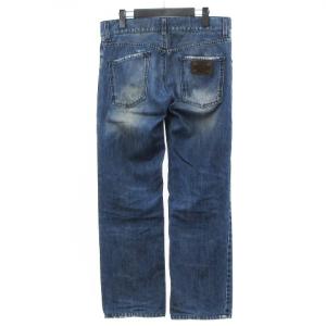 DOLCE&GABBANA 14CLASSIC デニム パンツ ロゴ プレート USED加工 イタリア製 インディゴブルー