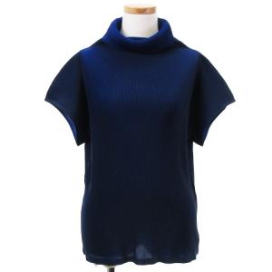 ISSEY MIYAKE 12AW 半袖プリーツニットカットソー 5 ネイビー