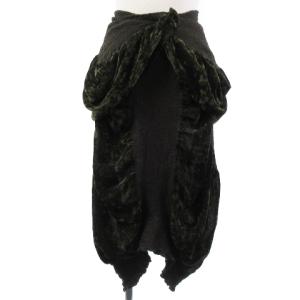 06AW ベルベットスカート シワ加工 カーキ ブラウン