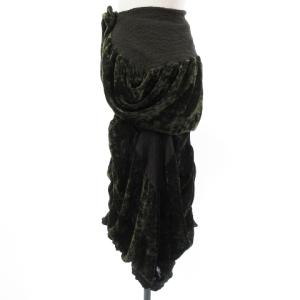 me ISSEY MIYAKE 06AW ベルベットスカート シワ加工 カーキ ブラウン