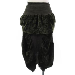 me ISSEY MIYAKE 06AW ベルベットスカート シワ加工 カーキ ブラウン