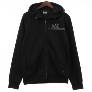 EA7 logo print hoodie パーカー スウェット ジップアップ ロゴプリント ブラック