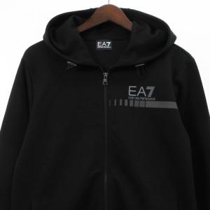 EMPORIO ARMANI EA7 logo print hoodie パーカー スウェット ジップアップ ロゴプリント ブラック