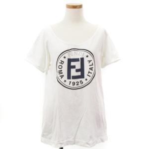 イタリア製 Tシャツ カットソー ロゴ プリント 半袖 42 ホワイト