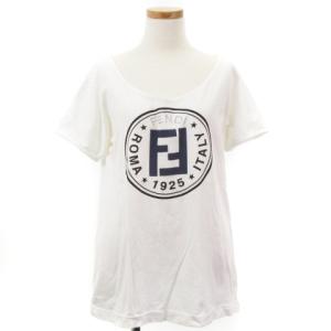 FENDI イタリア製 Tシャツ カットソー ロゴ プリント 半袖 42 ホワイト 