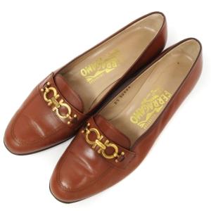 Salvatore Ferragamo ガンチーニ ビット ローファー スリッポン レザー イタリア製 7C ブラウン