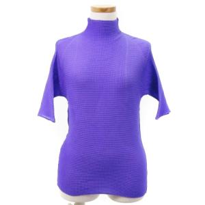 PLEATS T. カットソー 半袖 ハイネック パープル