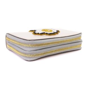ANYA HINDMARCH Double Zip Wallet 二つ折り ラウンドファスナー レザー 949224 ベージュ