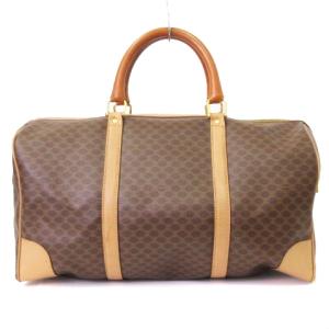 CELINE ボストンバッグ マカダム柄 ロゴ 45cm M14 トラベル ブラウン