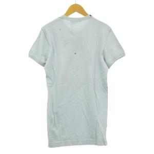DOLCE&GABBANA G8120T Tシャツ 半袖 クルーネック ダメージ加工 プリント コットン ブルー