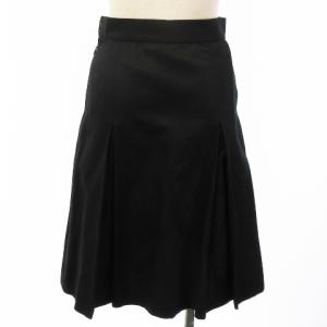 sacai スカート ひざ丈 ボックスプリーツ レース アシンメトリー シルク リネン ブラック